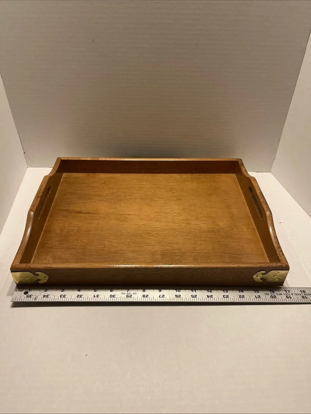 Bombay Wood Serving Tray with Brass Accents - Brown vintage